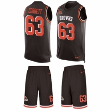 Men's Nike Cleveland Browns #63 Austin Corbett Limited Brown Tank Top Suit NFL Jersey