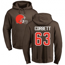 NFL Nike Cleveland Browns #63 Austin Corbett Brown Name & Number Logo Pullover Hoodie