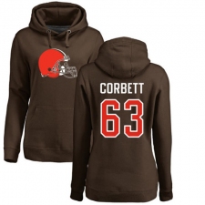 NFL Women's Nike Cleveland Browns #63 Austin Corbett Brown Name & Number Logo Pullover Hoodie