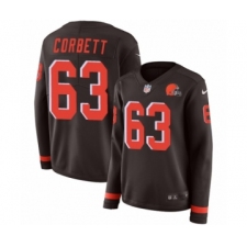 Women's Nike Cleveland Browns #63 Austin Corbett Limited Brown Therma Long Sleeve NFL Jersey