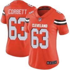 Women's Nike Cleveland Browns #63 Austin Corbett Orange Alternate Vapor Untouchable Limited Player NFL Jersey