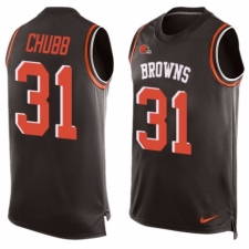 Men's Nike Cleveland Browns #31 Nick Chubb Limited Brown Player Name & Number Tank Top NFL Jersey