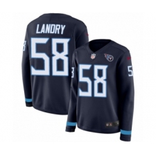 Women's Nike Tennessee Titans #58 Harold Landry Limited Navy Blue Therma Long Sleeve NFL Jersey