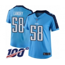 Women's Tennessee Titans #58 Harold Landry Limited Light Blue Rush Vapor Untouchable 100th Season Football Jersey