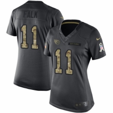 Women's Nike Tennessee Titans #11 Luke Falk Limited Black 2016 Salute to Service NFL Jersey