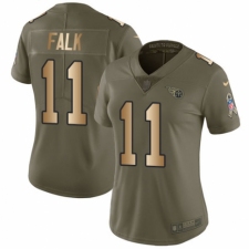Women's Nike Tennessee Titans #11 Luke Falk Limited Olive/Gold 2017 Salute to Service NFL Jersey