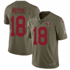 Men's Nike San Francisco 49ers #18 Dante Pettis Limited Olive 2017 Salute to Service NFL Jersey