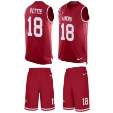 Men's Nike San Francisco 49ers #18 Dante Pettis Limited Red Tank Top Suit NFL Jersey