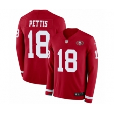 Men's Nike San Francisco 49ers #18 Dante Pettis Limited Red Therma Long Sleeve NFL Jersey