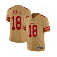 Men's San Francisco 49ers #18 Dante Pettis Limited Gold Inverted Legend Football Jersey