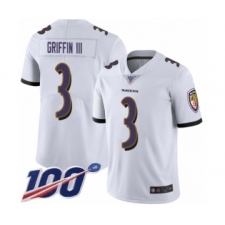 Men's Baltimore Ravens #3 Robert Griffin III White Vapor Untouchable Limited Player 100th Season Football Jersey