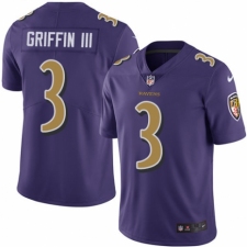 Men's Nike Baltimore Ravens #3 Robert Griffin III Elite Purple Rush Vapor Untouchable NFL Jersey