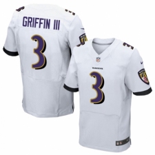 Men's Nike Baltimore Ravens #3 Robert Griffin III Elite White NFL Jersey