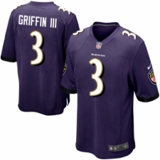 Men's Nike Baltimore Ravens #3 Robert Griffin III Game Purple Team Color NFL Jersey