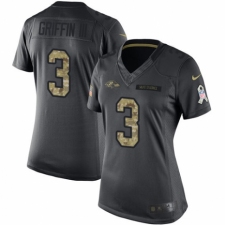 Women's Nike Baltimore Ravens #3 Robert Griffin III Limited Black 2016 Salute to Service NFL Jersey