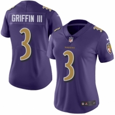 Women's Nike Baltimore Ravens #3 Robert Griffin III Limited Purple Rush Vapor Untouchable NFL Jersey
