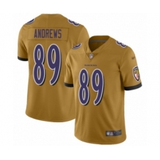 Men's Baltimore Ravens #89 Mark Andrews Limited Gold Inverted Legend Football Jersey