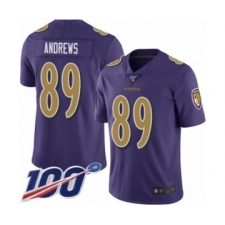 Men's Baltimore Ravens #89 Mark Andrews Limited Purple Rush Vapor Untouchable 100th Season Football Jersey