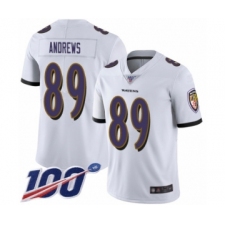 Men's Baltimore Ravens #89 Mark Andrews White Vapor Untouchable Limited Player 100th Season Football Jersey