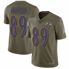 Men's Nike Baltimore Ravens #89 Mark Andrews Limited Olive 2017 Salute to Service NFL Jersey