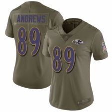 Women's Nike Baltimore Ravens #89 Mark Andrews Limited Olive 2017 Salute to Service NFL Jersey