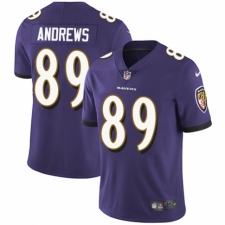Youth Nike Baltimore Ravens #89 Mark Andrews Purple Team Color Vapor Untouchable Elite Player NFL Jersey