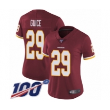 Women's Washington Redskins #29 Derrius Guice Burgundy Red Team Color Vapor Untouchable Limited Player 100th Season Football Jersey