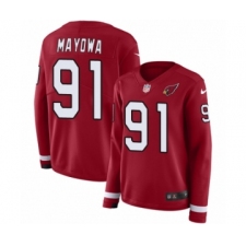 Women's Nike Arizona Cardinals #91 Benson Mayowa Limited Red Therma Long Sleeve NFL Jersey