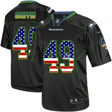 Men's Nike Seattle Seahawks #49 Shaquem Griffin Elite Black USA Flag Fashion NFL Jersey