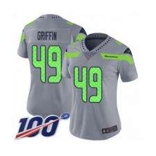 Women's Seattle Seahawks #49 Shaquem Griffin Limited Silver Inverted Legend 100th Season Football Jersey