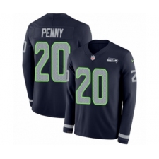 Men's Nike Seattle Seahawks #20 Rashaad Penny Limited Navy Blue Therma Long Sleeve NFL Jersey