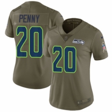 Women's Nike Seattle Seahawks #20 Rashaad Penny Limited Olive 2017 Salute to Service NFL Jersey