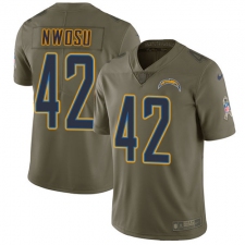 Men's Nike Los Angeles Chargers #42 Uchenna Nwosu Limited Olive 2017 Salute to Service NFL Jerseyey