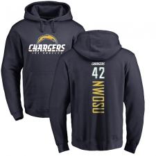 NFL Nike Los Angeles Chargers #42 Uchenna Nwosu Navy Blue Backer Pullover Hoodie