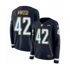 Women's Nike Los Angeles Chargers #42 Uchenna Nwosu Limited Navy Blue Therma Long Sleeve NFL Jersey