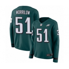 Women's Philadelphia Eagles #51 Paul Worrilow Limited Green Therma Long Sleeve Football Jersey
