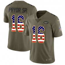 Youth Nike New York Jets #16 Terrelle Pryor Sr. Limited Olive USA Flag 2017 Salute to Service NFL Jersey