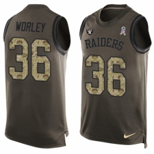 Men's Nike Oakland Raiders #36 Daryl Worley Limited Green Salute to Service Tank Top NFL Jersey