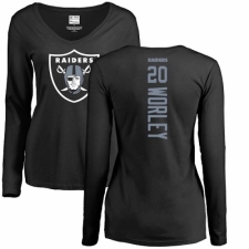 NFL Women's Nike Oakland Raiders #20 Daryl Worley Black Backer Long Sleeve T-Shirt