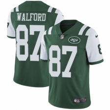 Men's Nike New York Jets #87 Clive Walford Green Team Color Vapor Untouchable Limited Player NFL Jersey