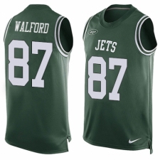 Men's Nike New York Jets #87 Clive Walford Limited Green Player Name & Number Tank Top NFL Jersey