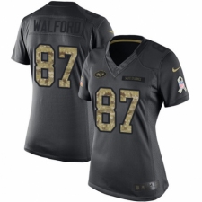 Women's Nike New York Jets #87 Clive Walford Limited Black 2016 Salute to Service NFL Jersey