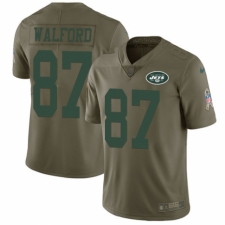 Youth Nike New York Jets #87 Clive Walford Limited Olive 2017 Salute to Service NFL Jersey