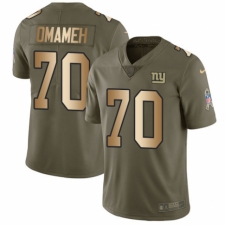 Men's Nike New York Giants #70 Patrick Omameh Limited Olive Gold 2017 Salute to Service NFL Jersey
