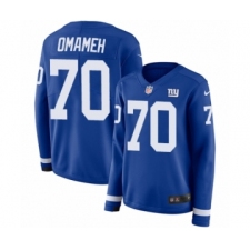 Women's Nike New York Giants #70 Patrick Omameh Limited Royal Blue Therma Long Sleeve NFL Jersey