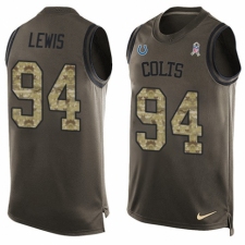Men's Nike Indianapolis Colts #94 Tyquan Lewis Limited Green Salute to Service Tank Top NFL Jersey