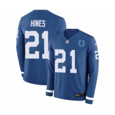 Men's Nike Indianapolis Colts #21 Nyheim Hines Limited Blue Therma Long Sleeve NFL Jersey