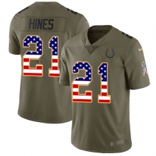 Men's Nike Indianapolis Colts #21 Nyheim Hines Limited Olive USA Flag 2017 Salute to Service NFL Jersey