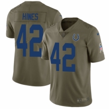 Men's Nike Indianapolis Colts #42 Nyheim Hines Limited Olive 2017 Salute to Service NFL Jersey