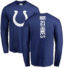 NFL Nike Indianapolis Colts #21 Nyheim Hines Royal Blue Backer Long Sleeve T-Shirt